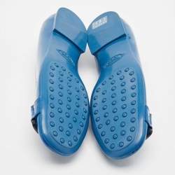 مملوكة مسبقًا Tod's Navy Blue Patent Leather Ballet Flats Size 38.5