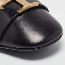 Pre Owned Tod's Black Leather Ballet Flats Size 38.5