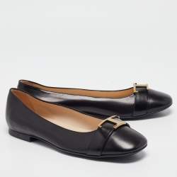 Pre Owned Tod's Black Leather Ballet Flats Size 38.5