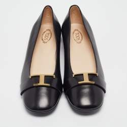Pre Owned Tod's Black Leather Ballet Flats Size 38.5