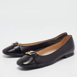 Pre Owned Tod's Black Leather Ballet Flats Size 38.5