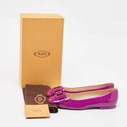 Pre Owned Tod's Purple Patent Leather Ballet Flats Size 38