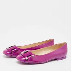 Pre Owned Tod's Purple Patent Leather Ballet Flats Size 38