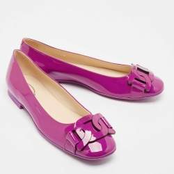 Pre Owned Tod's Purple Patent Leather Ballet Flats Size 38