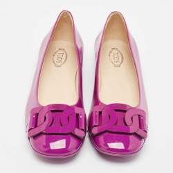 Pre Owned Tod's Purple Patent Leather Ballet Flats Size 38