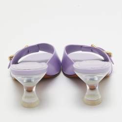 Pre Owned Tod's Purple Leather Slide Sandals Size 37.5