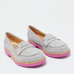 Pre Owned Tod's Lavender Suede Donna Loafers Size 37