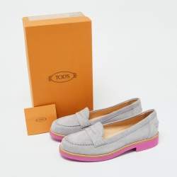 Pre Owned Tod's Lavender Suede Donna Loafers Size 37
