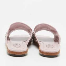 Tod's Purple Leather Crystal Embellished Flat Slides Size 37.5