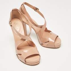 Tod's Beige Leather Ankle Strap Sandals Size 37