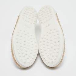 Tod's White Perforated Leather Espadrille Slip On Sneakers Size 36