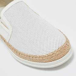 Tod's White Perforated Leather Espadrille Slip On Sneakers Size 36