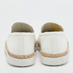 Tod's White Perforated Leather Espadrille Slip On Sneakers Size 36