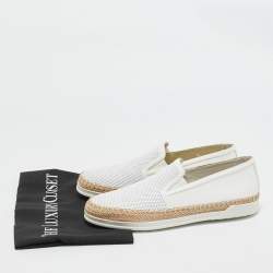 Tod's White Perforated Leather Espadrille Slip On Sneakers Size 36