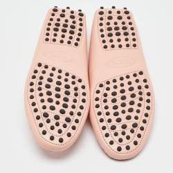 Pre Owned Tod's Pink Leather Slip On Loafers Size 37.5