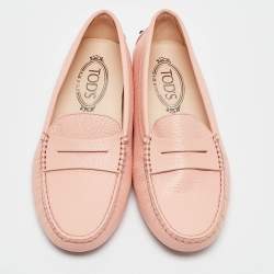 Pre Owned Tod's Pink Leather Slip On Loafers Size 37.5