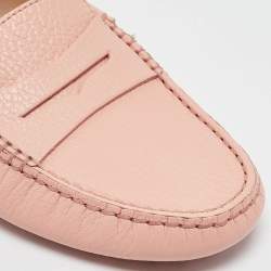 Pre Owned Tod's Pink Leather Slip On Loafers Size 37.5