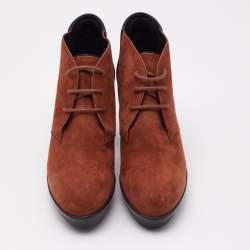 Tod's Brown Suede Lace Booties Size 37