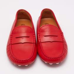 Tod's Red Leather Slip On  Loafers Size 37.5