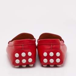 Tod's Red Leather Slip On  Loafers Size 37.5