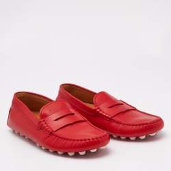 Tod's Red Leather Slip On  Loafers Size 37.5