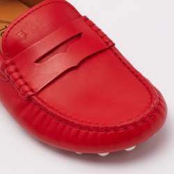 Tod's Red Leather Slip On  Loafers Size 37.5