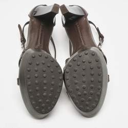 Tod's Brown Leather Ankle Strap Platform Sandals Size 40