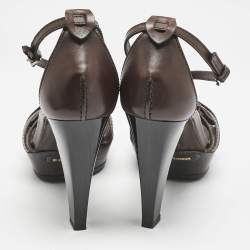 Tod's Brown Leather Ankle Strap Platform Sandals Size 40
