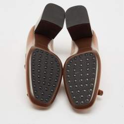 Tod's Brown Leather Tassel Block Heel Loafer Pumps Size 38.5
