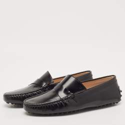 Tod's Black Leather Penny Driving Loafers Size 38