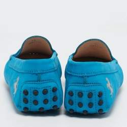 Pre Owned Tod's For Ferrari Blue Nubuck Leather Penny Loafers Size 36