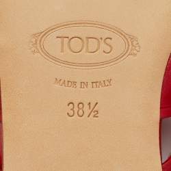 Pre Owned Tod's Red Leather Buckle Detail Thong Flats Size 38.5
