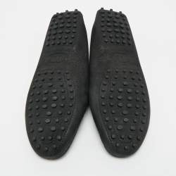 Tod's Black Nubuck Leather Double T Driver Loafers Size 39