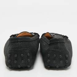 Tod's Black Nubuck Leather Double T Driver Loafers Size 39