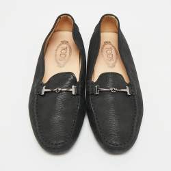 Tod's Black Nubuck Leather Double T Driver Loafers Size 39