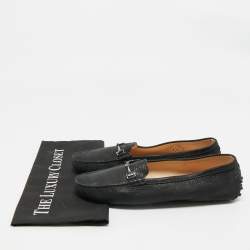 Tod's Black Nubuck Leather Double T Driver Loafers Size 39