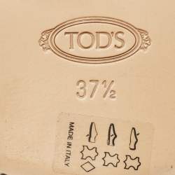 Pre Owned Tod's Gold Leather Studded Embellished Flat Slides Size 37.5