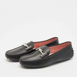 Pre Owned Tod's Black Leather Penny Loafers Size 38.5