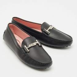 Pre Owned Tod's Black Leather Penny Loafers Size 38.5