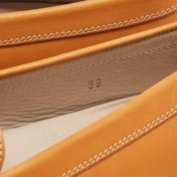 Pre Owned Tod's Light Brown Leather Gommino Bow Slip On Loafers Size 39