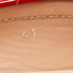 Pre Owned Tod's Red Croc Embossed Patent Leather Double T Loafers Size 41