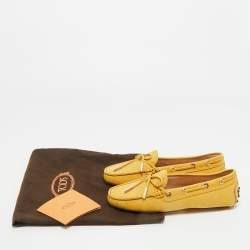 Pre Owned Tod's Yellow Nubuck Leather Gommino Penny Loafers Size 35