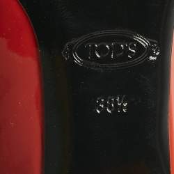 Pre Owned Tod's Red Patent Leather Block Heel Pumps Size 38.5