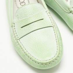 Pre Owned Tod's Green Leather Gommino Driving Loafers Size 37.5