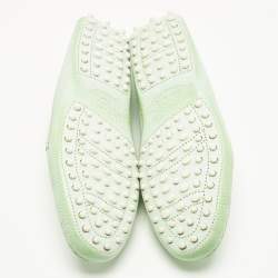 Pre Owned Tod's Green Leather Gommino Driving Loafers Size 37.5