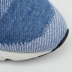 Pre Owned Tod's Blue Knit Fabric Chain Detail Kate Slip On Sneakers Size 37