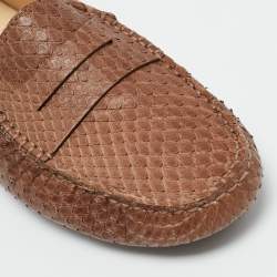 Pre Owned Tod's Brown Python Leather Slip On Loafers Size 39