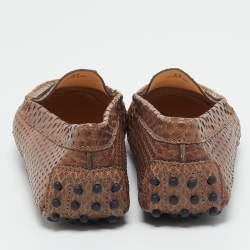 Pre Owned Tod's Brown Python Leather Slip On Loafers Size 39