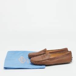 Pre Owned Tod's Brown Python Leather Slip On Loafers Size 39