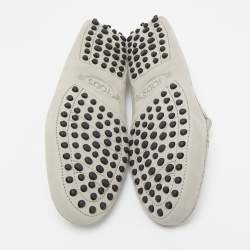 Pre Owned Tod's Grey Leather Slip On Penny Loafers Size 35